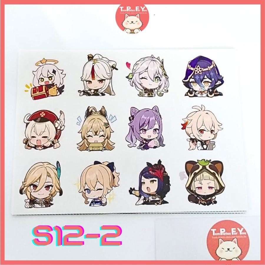 Set 12 stickers nhân vật genshin siêu cute - hình dán trang trí