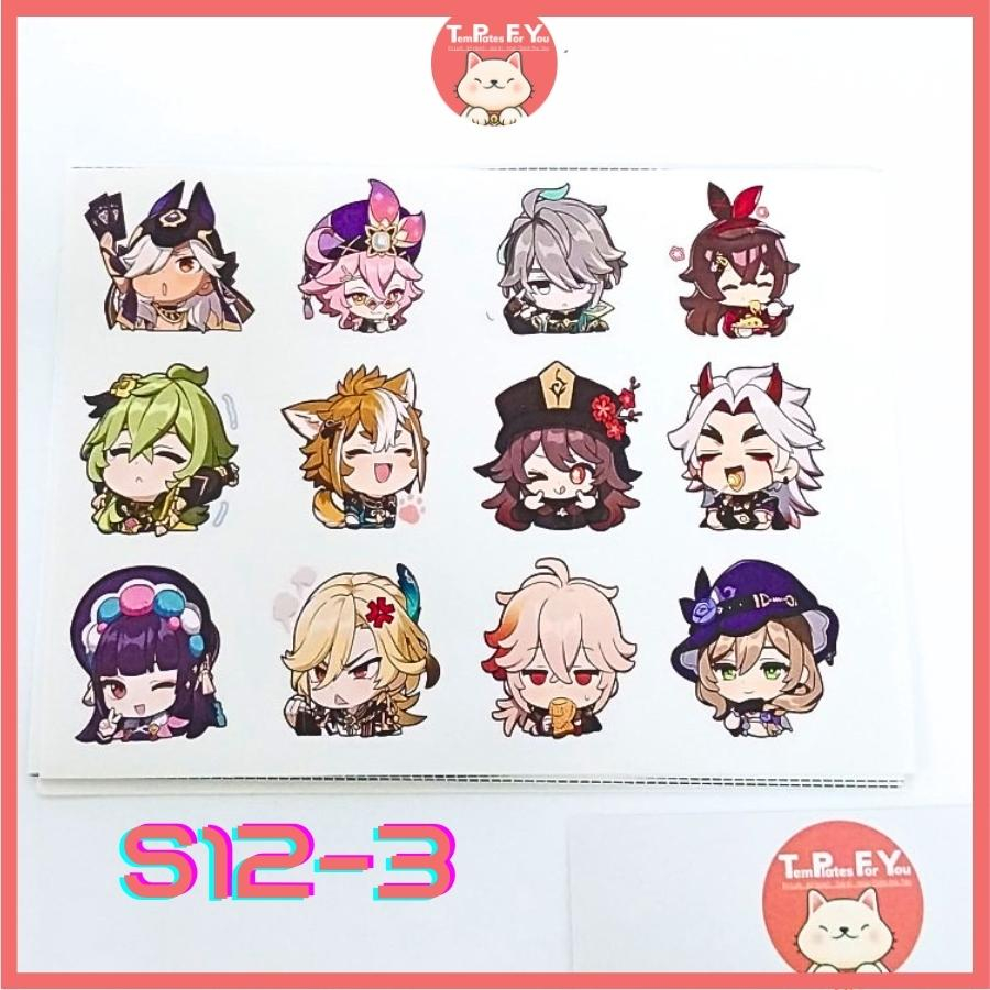 Set 12 stickers nhân vật genshin siêu cute - hình dán trang trí