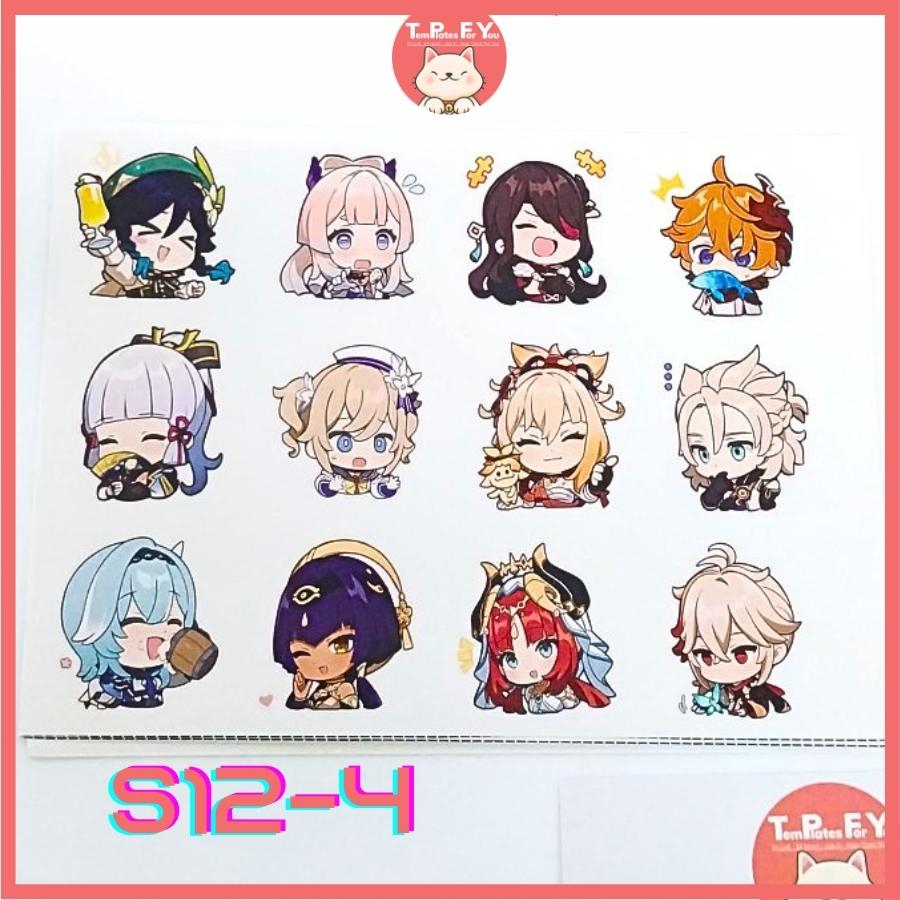 Set 12 stickers nhân vật genshin siêu cute - hình dán trang trí