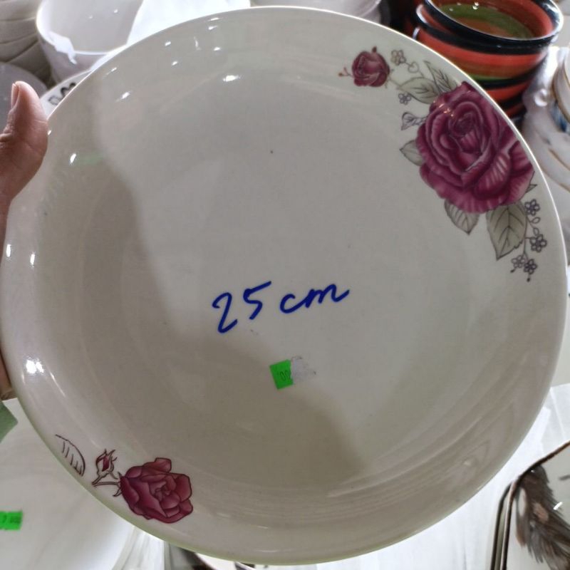 Đĩa sứ trắng trơn đủ size 15-25cm,đĩa bông 25cm