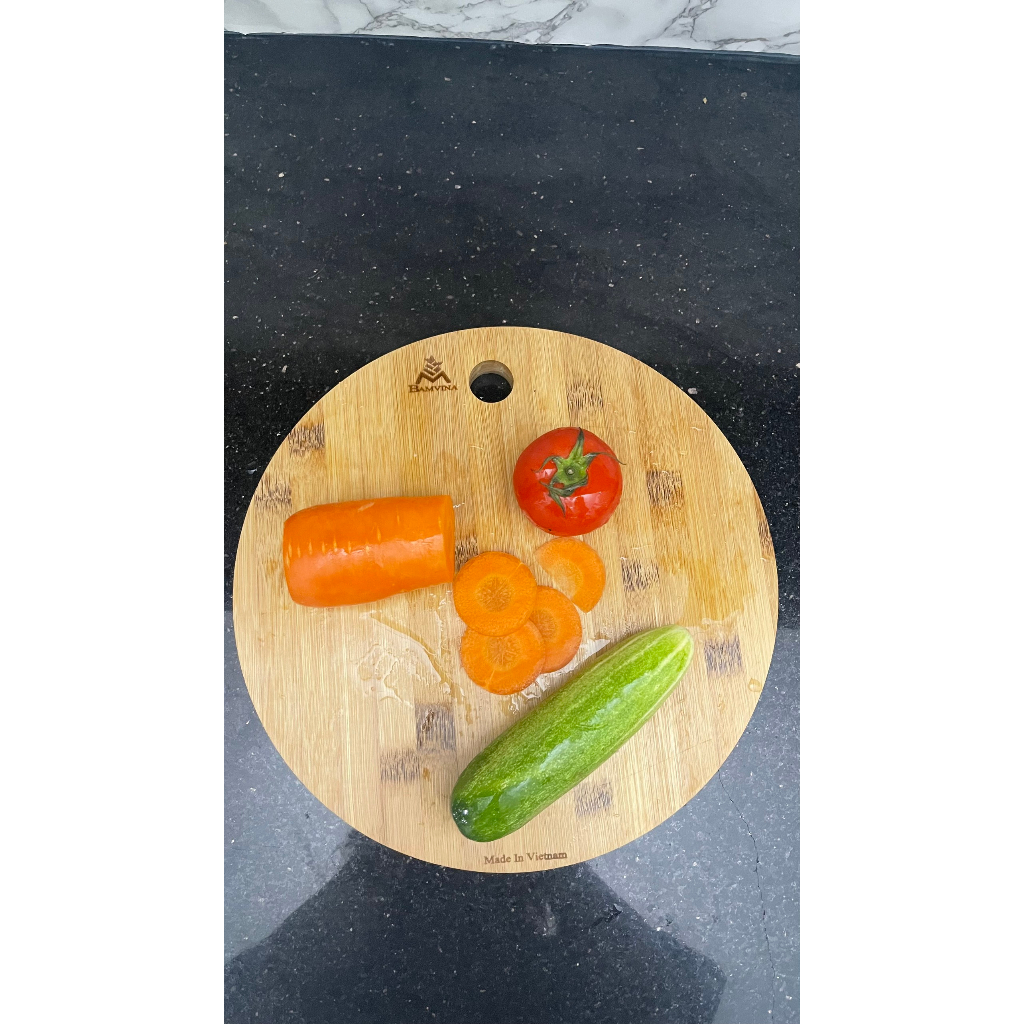 Thớt Gỗ Tre Tròn Đường Kính 27cm  - Thớt Tre Tròn Kháng Khuẩn, Dùng Cho Nhà Bếp Gia Đình, Không Tạo Mùn, Kháng Khuẩn