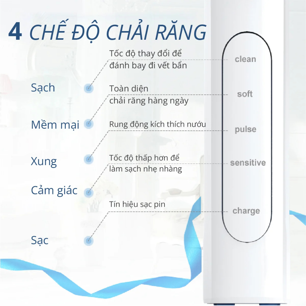 Bàn Chải Điện Đầu Xoay Tròn Kachi MK361 kèm đế sạc không dây và 2 đầu bàn chải