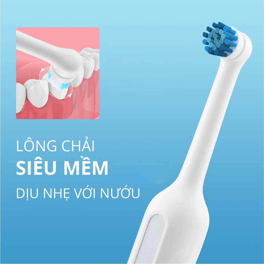 Bàn Chải Điện Đầu Xoay Tròn Kachi MK361 kèm đế sạc không dây và 2 đầu bàn chải