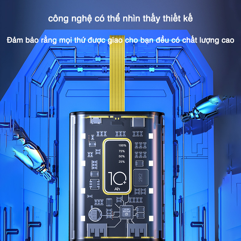 Sạc dự phòng pin mini 10000mAh Punk Có thể mang đi Dung tích cao Sạc nhanh