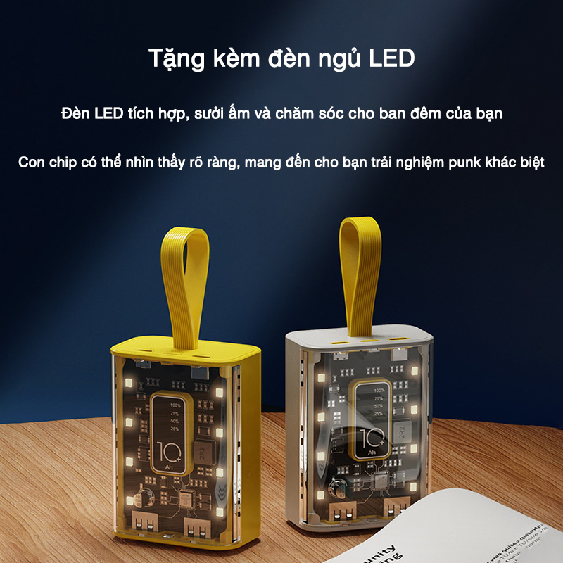 Sạc dự phòng pin mini 10000mAh Punk Có thể mang đi Dung tích cao Sạc nhanh