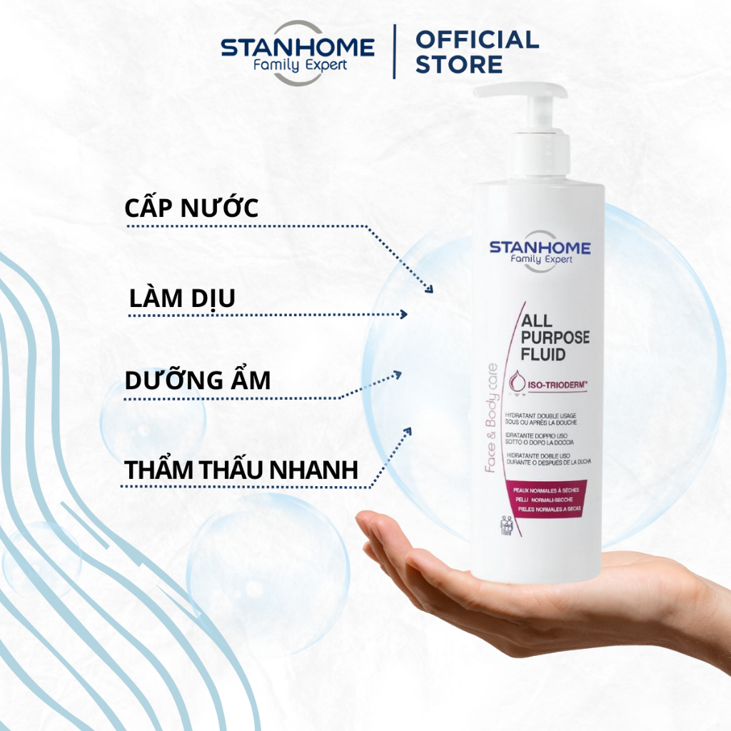 Combo dưỡng ấm dành cho viêm da cơ địa Stanhome All Purpose Fluid- hạn 11.2024