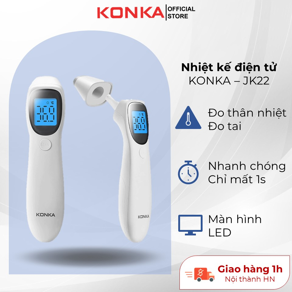 Máy đo thân nhiệt konka JK22 chính xác nhanh chóng dễ sử dụng có 2 chế độ đo nhiệt độ ngoài cơ thể và đo nhiệt độ tai