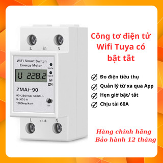 Công tơ điện tử WiFi bật tắt điện từ xa 60A TUYA