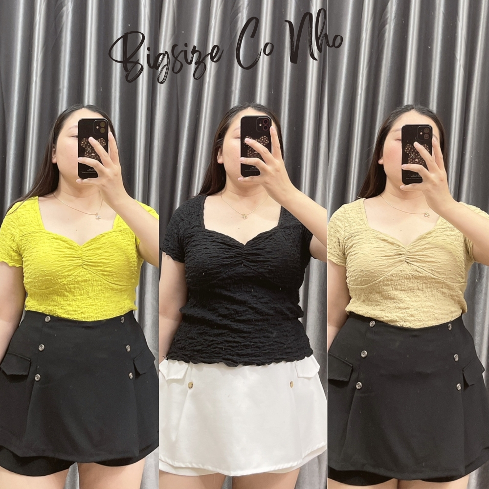 Áo thun kiểu bigsize cổ nữ hoàng cộc tay, Áo kiểu oversize vải xốp nhăn dáng ôm ngắn tay ngắn XOP6
