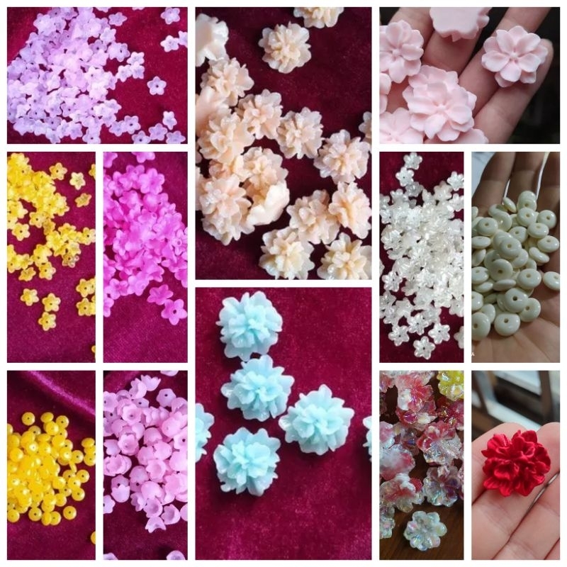 Set 10 hoa nhựa làm trang sức