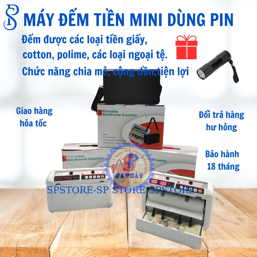 Máy đếm tiền mini dùng Pin K-1000U cao cấp, đếm được tất cả các loại tiền dễ dàng mang đi giao dịch tiện lợi