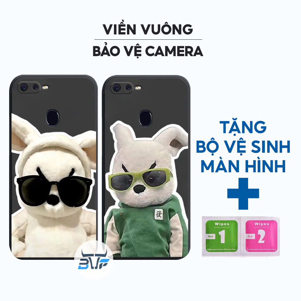 Ốp lưng Oppo F9, A7, A12, A5s silicon mềm bảo vệ camera hình thỏ, Kaws thời trang