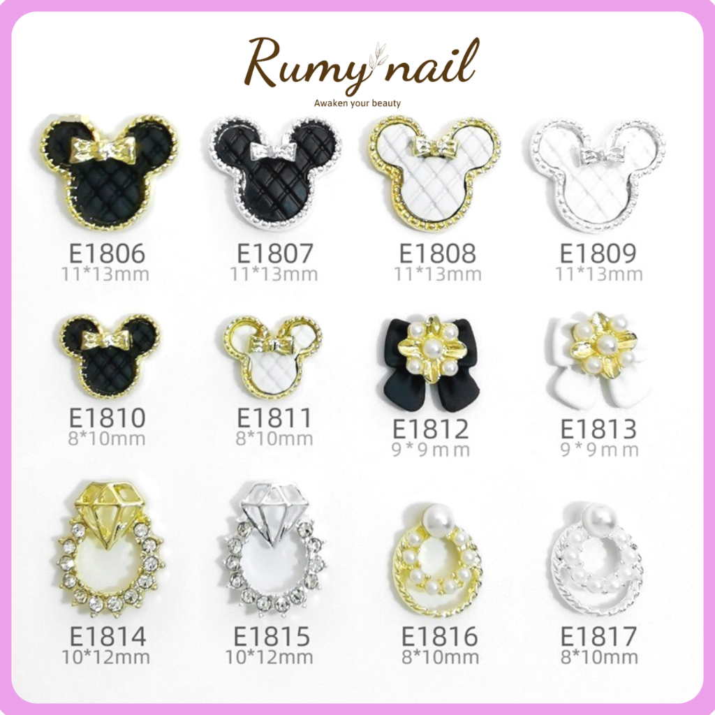 Charm nail, charm mickey, đá độc lạ, phụ kiện gắn móng tay nghệ thuật (1806-1817)