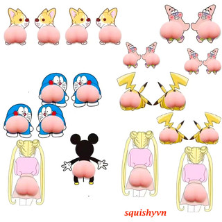 Hình dán mông đào silicon 2 hình dùng dán điện thoại trang trí giải tri Mochi squishy hình cái mông