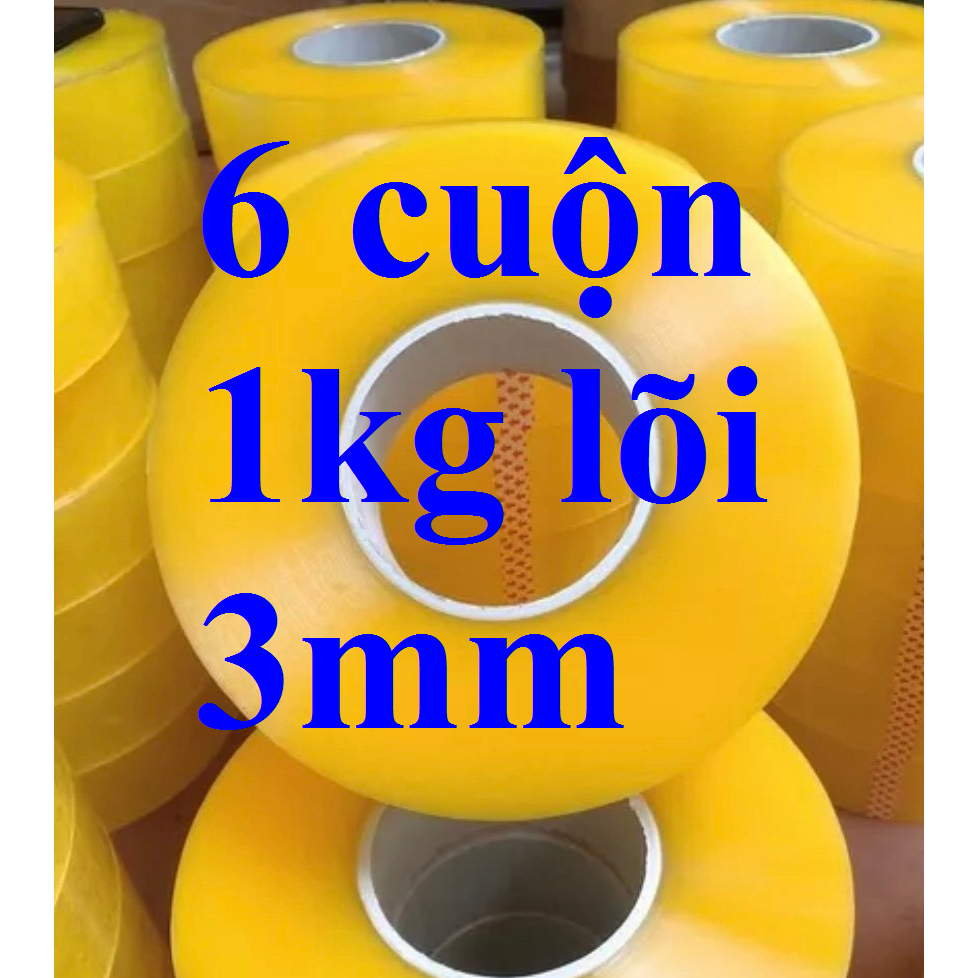 Combo 6 cuộn 1kg băng dính lõi nhựa mỏng 3mm