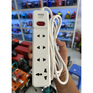 Ổ cắm 4 lỗ 2200W Sopoka dây dài 2,5M có công tắc bấm kiêm đèn báo