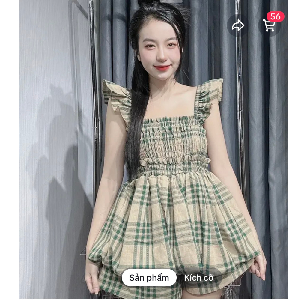 Sét bộ mặc nhà , đồ bộ nữ Bigsize Hằng Moon, SET BỘ ĐÙI CARO 2 DÂY 3 MÀU