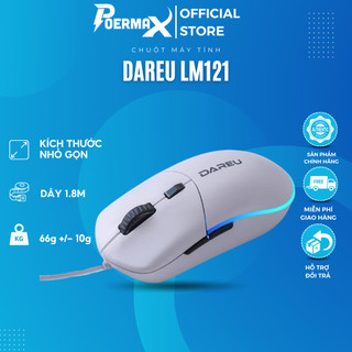 Chuột máy tính Dareu LM121 không tiếng click kết nối có dây đèn led RGB bao viền
