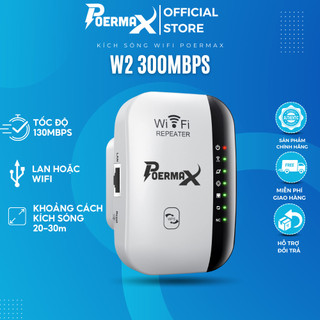 Kích sóng wifi Poermax W2 300Mbps có cổng cắm LAN Và Wifi