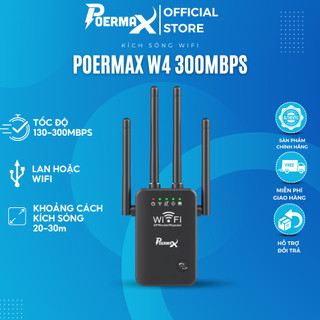 Kích sóng wifi Poermax W4 300Mbps có cổng cắm LAN Và Wifi