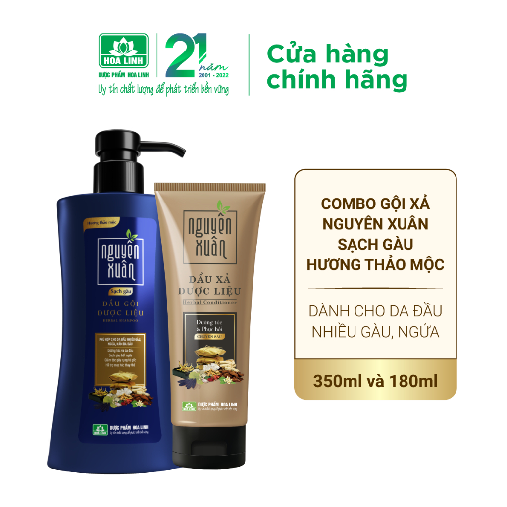 Bộ Dầu gội 350ml và Dầu xả 180ml Nguyên Xuân sạch gàu - Dành cho tóc gàu