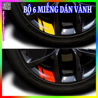 Bộ 6 miếng dán trang trí vành bánh xe hơi màu phản quang