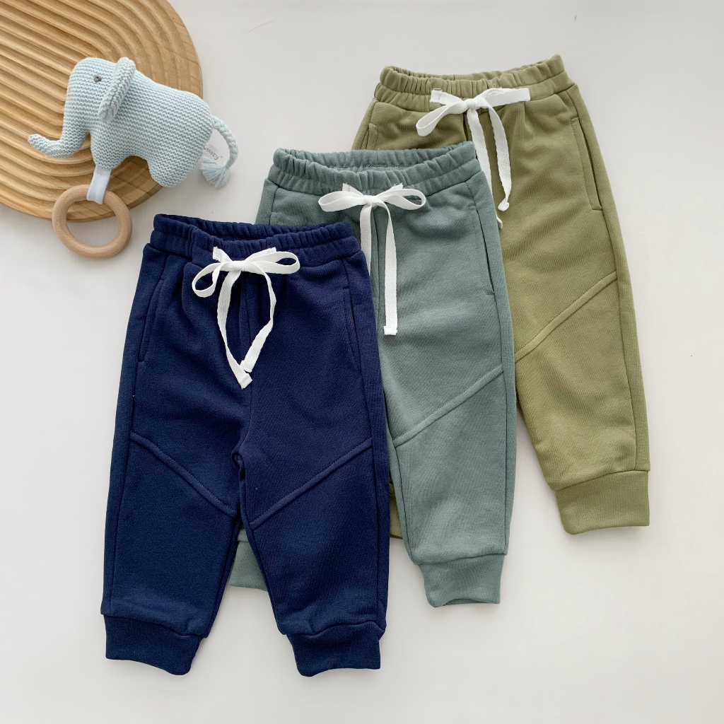 Set -combo 3 quần dài nỉ da cá phong cách thể thao bo gấu Samsoo Kids cho bé
