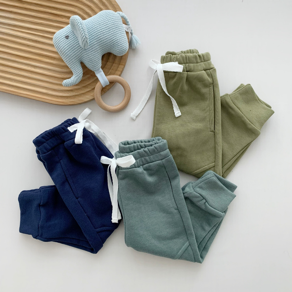 Set -combo 3 quần dài nỉ da cá phong cách thể thao bo gấu Samsoo Kids cho bé