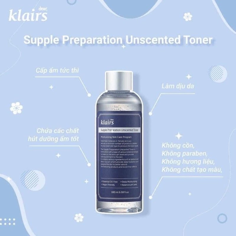 Nước Hoa Hồng Dear Klairs Supple Preparation Unscented Toner Không Mùi Dưỡng Ẩm Và Làm Mềm Da 180ml | BigBuy360 - bigbuy360.vn