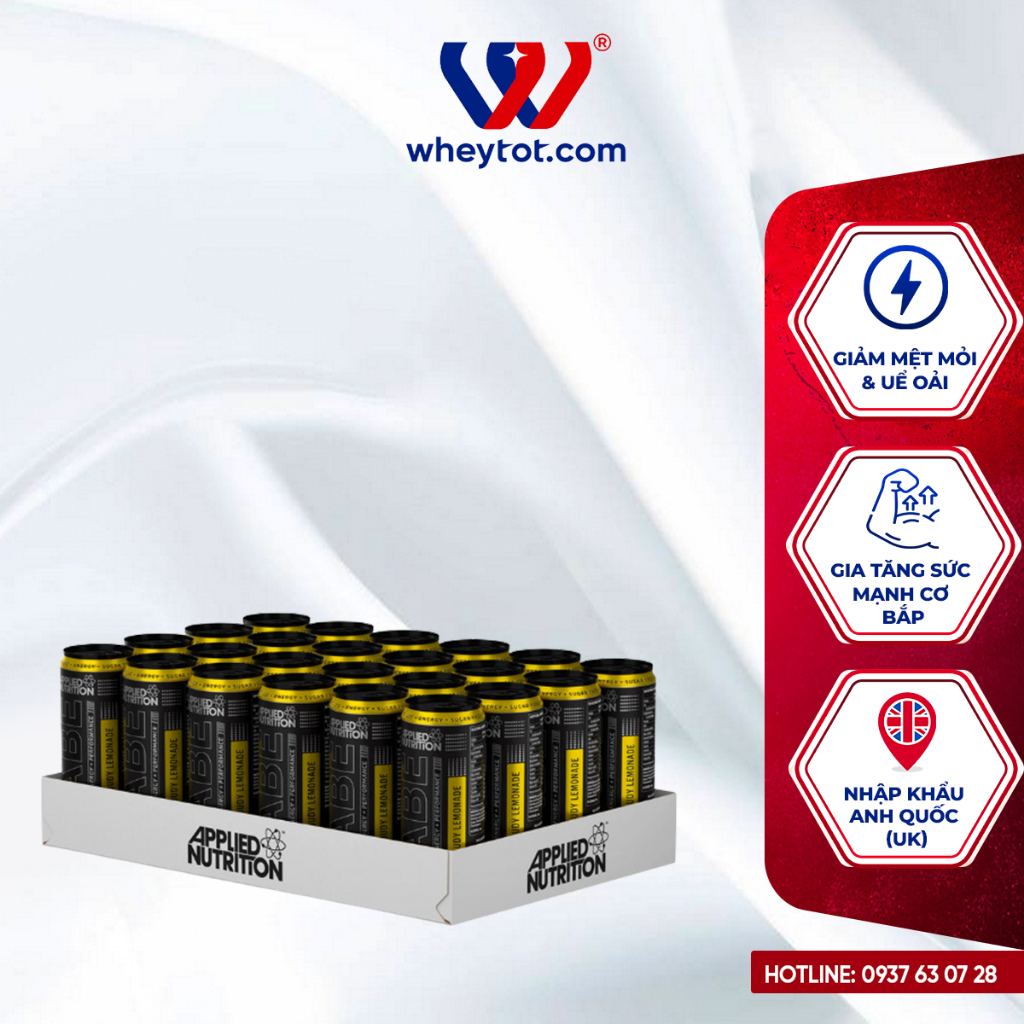 Thùng 24 lon nước uống tăng lực Applied Nutrition ABE pre workout tăng sức bền, hỗ trợ vận động