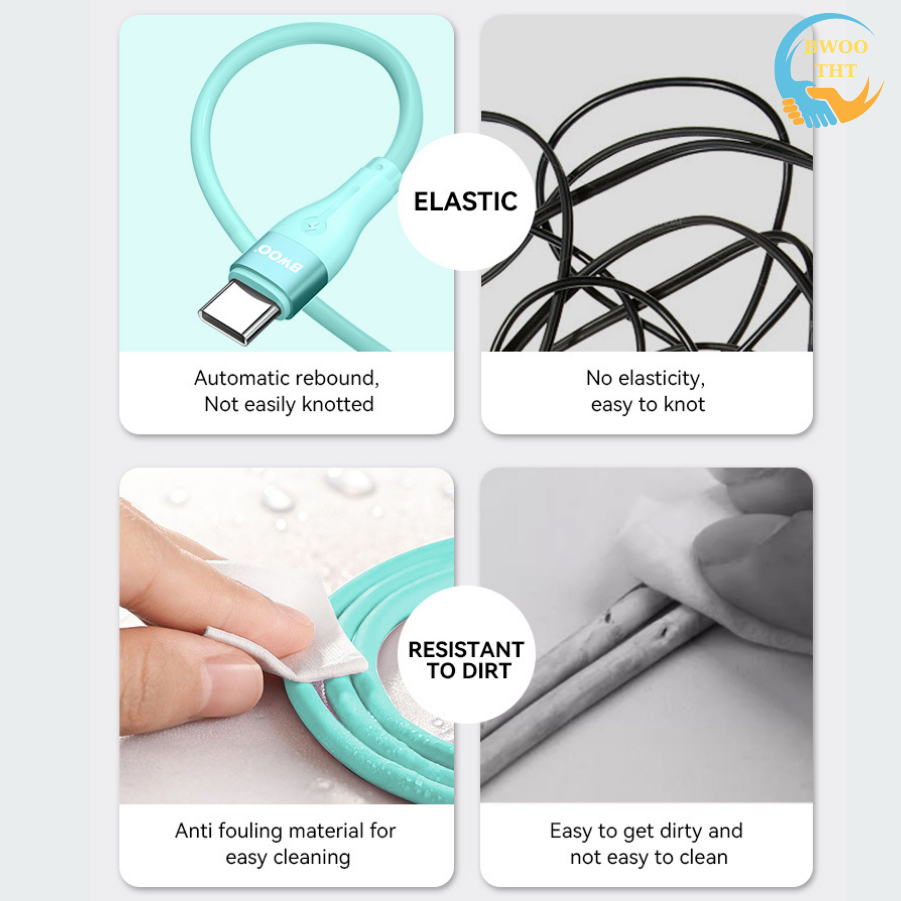 Cáp Sạc Nhanh USB to Tyc BWOO Silicon Cho các dòng máy samsung oppo xiaomi huawei..BH 12 tháng