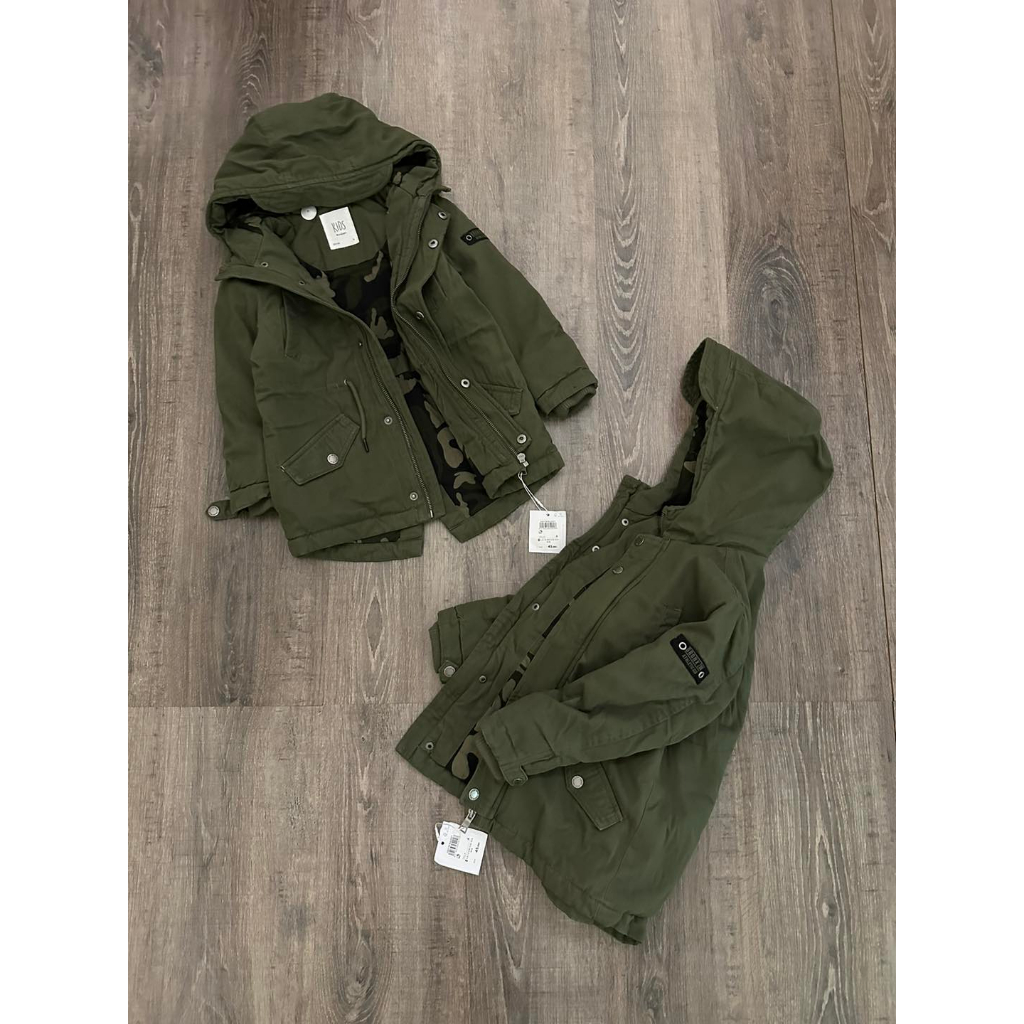 Áo khoác parka rêu Unitkid đơn giản cho bé