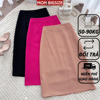 Chân váy bigsize nữ đi chơi sang chảnh kiểu xẻ sau chất tuyết mưa MON big size 50 - 90kg