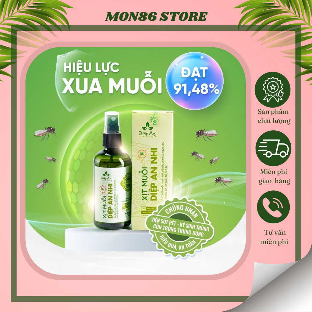 Xịt muỗi Diệp An Nhi giúp phòng chống, xua đuổi muỗi và côn trùng, làm dịu vết muỗi đốt, an toàn cho trẻ từ 3 tháng tuổi