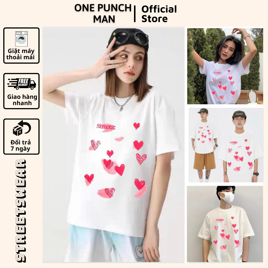 Áo thun tay lỡ OPM unisex form rộng TRÁI TIM SIMONIC phong cách hiện đại phù hợp nam nữ, cặp đôi