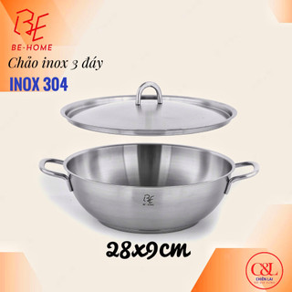 Chảo xào inox 2 quai Behome 28*9 cm