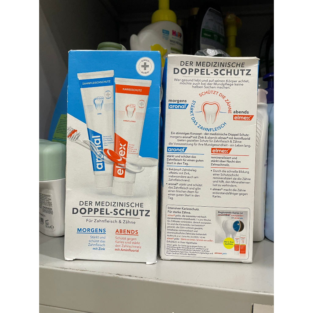 Hàng Đức BỘ KEM ĐÁNH RĂNG NGÀY & ĐÊM 𝐀𝐑𝐎𝐍𝐀𝐋 & 𝐄𝐋𝐌𝐄𝐗 𝐌𝐄𝐃𝐈𝐙𝐈𝐍𝐈𝐒𝐂𝐇𝐄 𝐃𝐎𝐏𝐏𝐄𝐋 - 𝐒𝐂𝐇𝐔𝐓𝐙 NGỪA SÂU RĂNG, VIÊM LỢI...