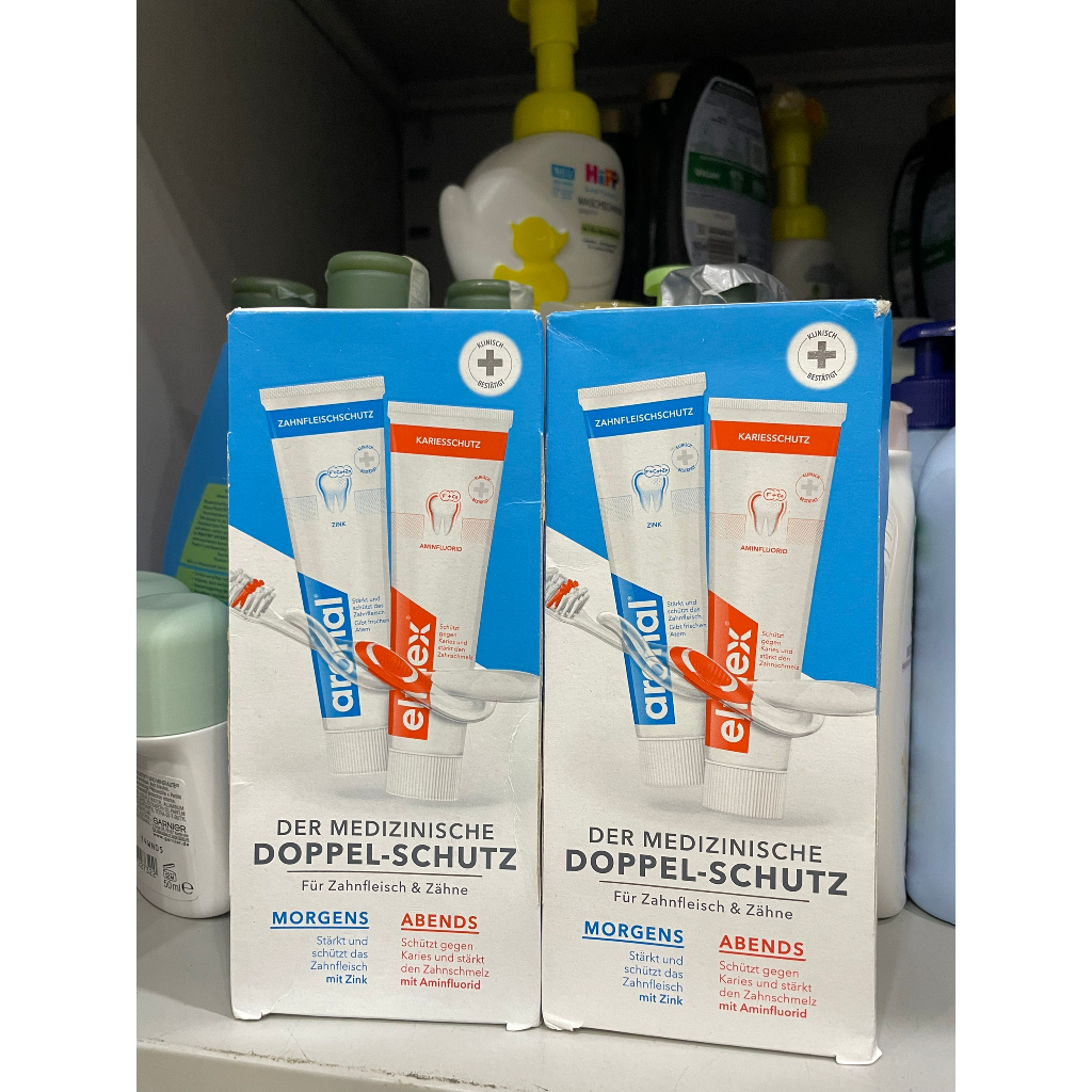 Hàng Đức BỘ KEM ĐÁNH RĂNG NGÀY & ĐÊM 𝐀𝐑𝐎𝐍𝐀𝐋 & 𝐄𝐋𝐌𝐄𝐗 𝐌𝐄𝐃𝐈𝐙𝐈𝐍𝐈𝐒𝐂𝐇𝐄 𝐃𝐎𝐏𝐏𝐄𝐋 - 𝐒𝐂𝐇𝐔𝐓𝐙 NGỪA SÂU RĂNG, VIÊM LỢI...