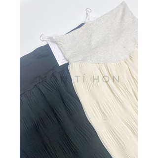 [Sẵn Hàng] Chân Váy Bầu Dáng Dài dập ly nhăn - Size S/M/L/XL/XL