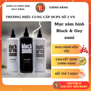 Black Sumi Mực Xăm Tattoo đen Chính hãng, Mực Black Sumi 12 oz Nhật ,3 Chai Mực Xăm Hình Black & Grey Sumi USA