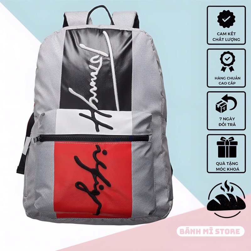 Balo Nam Nữ Thể Thao LOGO THÊU TM Basic Backpack Chất Liệu Polyester Cao Cấp Chống Nước - Balo Đi Học Đi Chơi Màu Xám