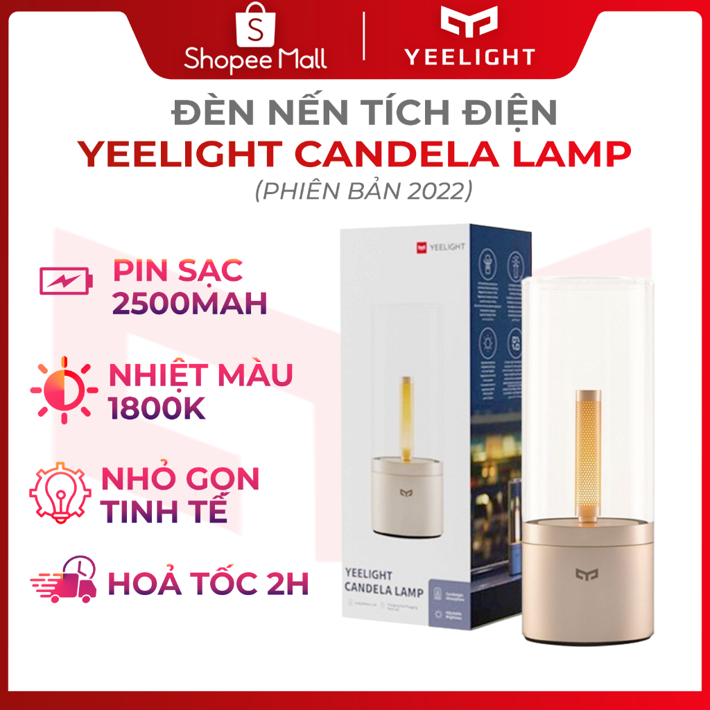 Đèn nến Yeelight Candela Lamp YLFWD-0019 phiên bản 2022 dung lượng pin lên đến 2500mah sạc typeC, tăng giảm độ sáng