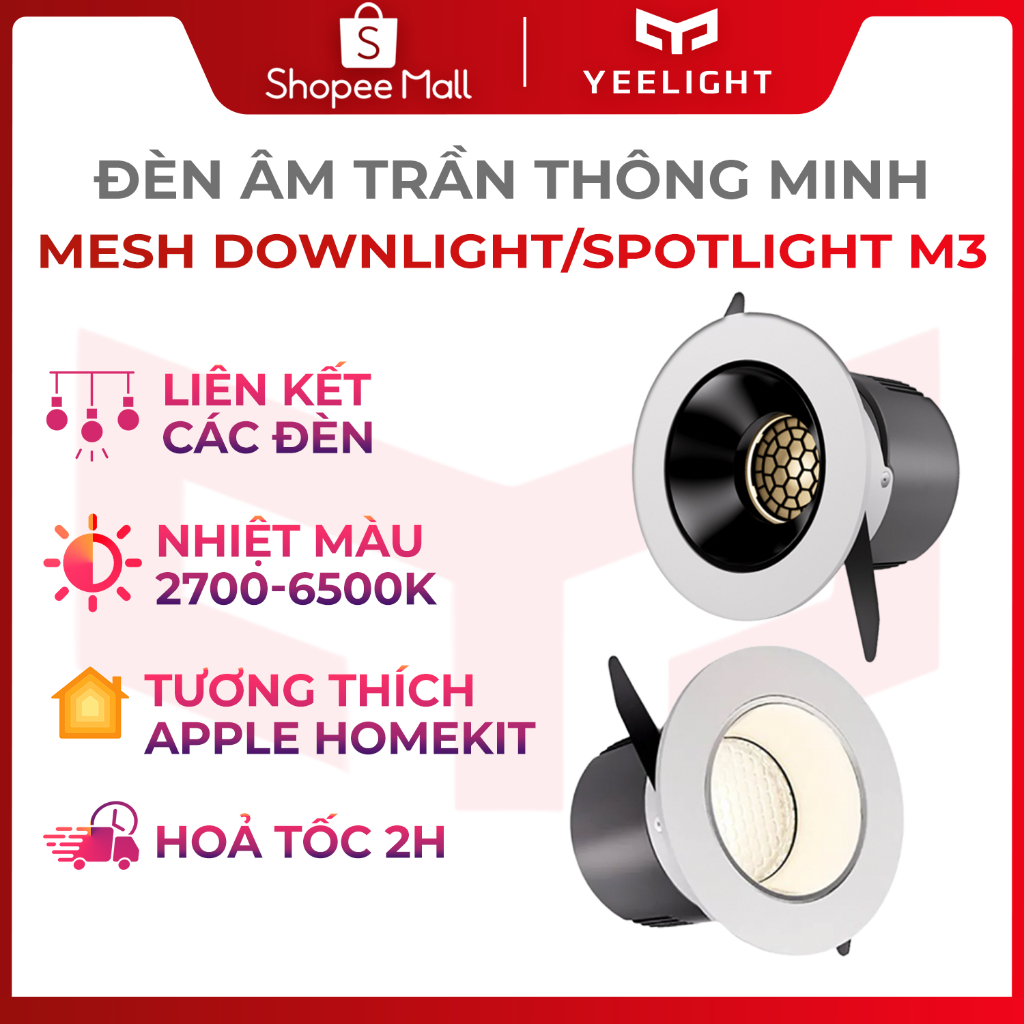 Đèn led âm trần Spotlight Yeelight M3 chiếu điểm thông minh, Ra95 , nhiệt màu 2700-6500k , Hỗ trợ Homekit, cần Hub