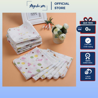 Túi 10 khăn sữa xô 2 lớp mềm mại họa tiết đáng yêu cho bé
