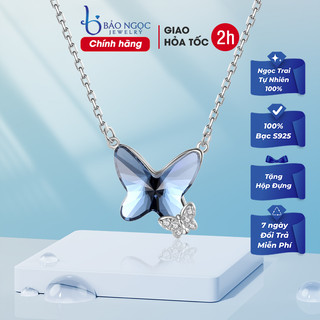 Dây chuyền bạc nữ 925 mặt bướm đá xanh phong cách đơn giản nhẹ nhàng xinh xắn - DB2564 - Bảo Ngọc Jewelry