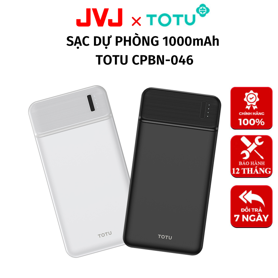 Sạc dự phòng TOTU 10000mAh CPBN-046, Thiết kế sang trọng hỗ trợ sạc nhanh, tích hợp 2 cổng output - Hàng chính hãng