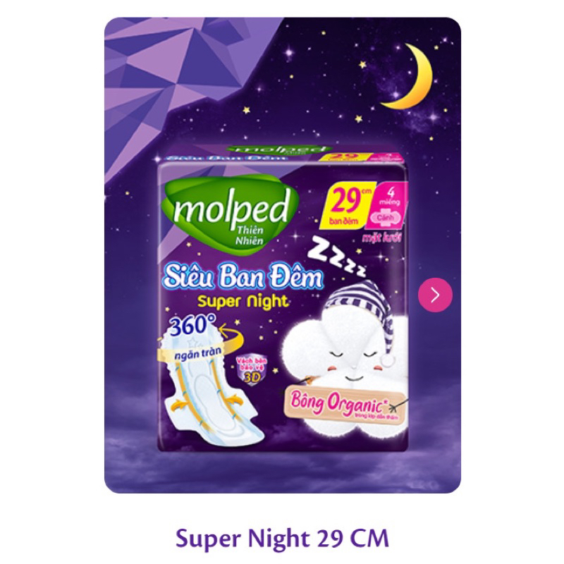 Băng Vệ Sinh Molped Bông Organic Tự Nhiên Mềm Mại Siêu Thấm