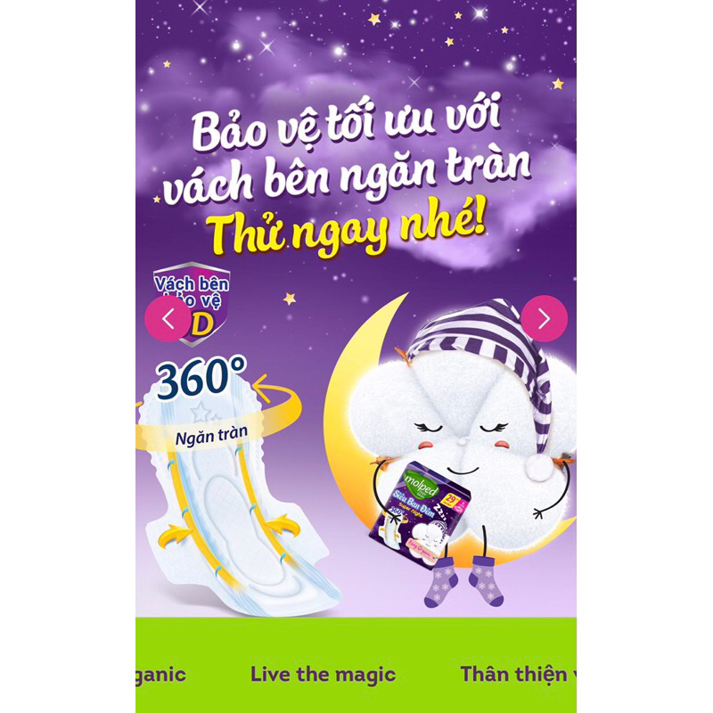 Băng Vệ Sinh Molped Bông Organic Tự Nhiên Mềm Mại Siêu Thấm