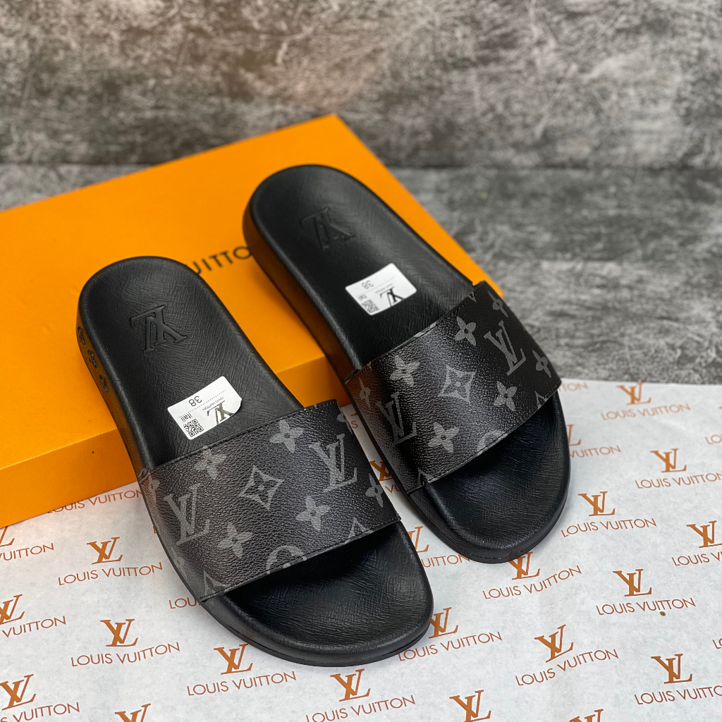 Dép nam lv, Dép quai ngang nam lv hót trend - Đế cao cao cấp quai da mềm mại êm chân