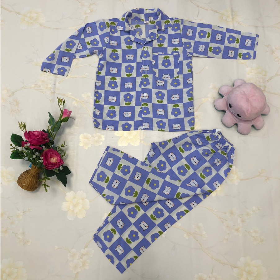 Đồ ngủ pijama dành cho bé gái 9-38kg số 3-L, đồ bộ tole lanh bé gái dài, pijama bé gái, chất tole 2 da loại 1